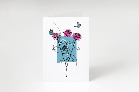 Roses and Butterflies - Greeting Card